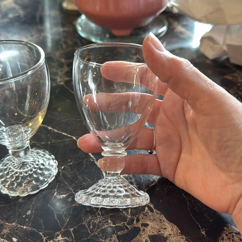 Vintage footed bubble glasses set of 2
